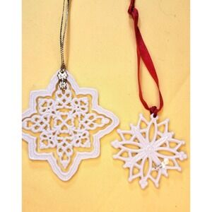 Lenox Snow Fantasies Winter Wonder Holiday Tree Porcelain Ornament Lot Of 2